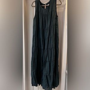 J Jill Tiered A Line Maxi dress beautiful dark green sleeveless 2X